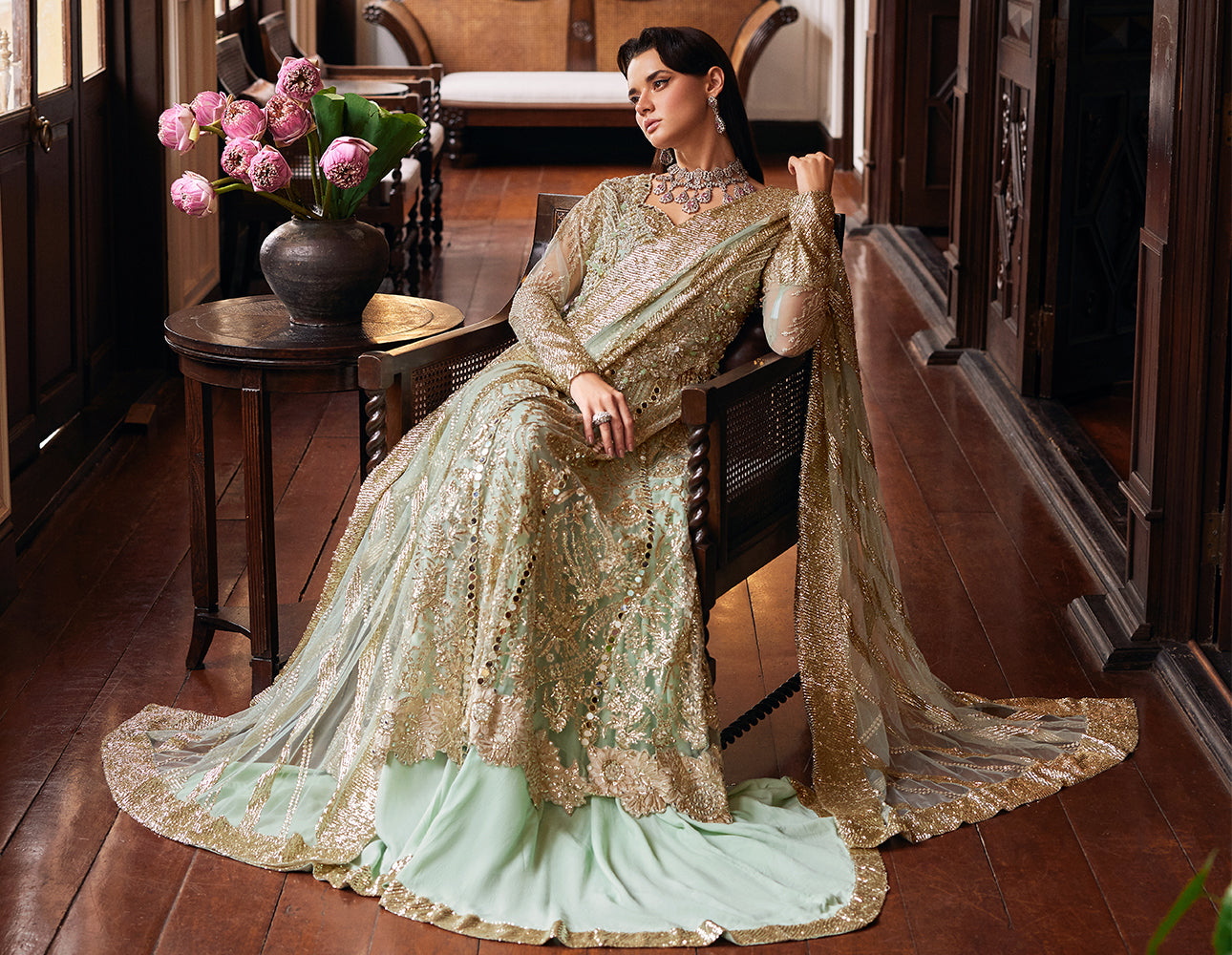Mint Green Bridal Mesh Net Fabric Long Dress Design French Sequins Petal Net  Lace Beading Materials - Lace - AliExpress